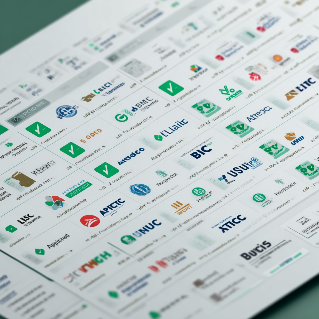 A clean, professional comparison chart or "report card" style graphic showing logos of major U.S. insurance companies (Aetna, BCBS, UHC) with green checkmarks and "Approved" stamps. Modern, medical-tech aesthetic.