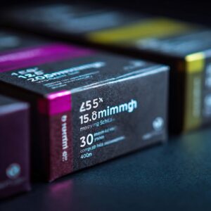 A close-up, studio-lit photo of three different professional compression sock boxes. The specific labels for "15-20 mmHg," "20-30 mmHg," and "30-40 mmHg" are sharply in focus. The packaging looks modern and premium.