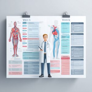 A professional medical infographic or table comparing the training and specialties of different vein experts. Clean, authoritative, and clinical.
