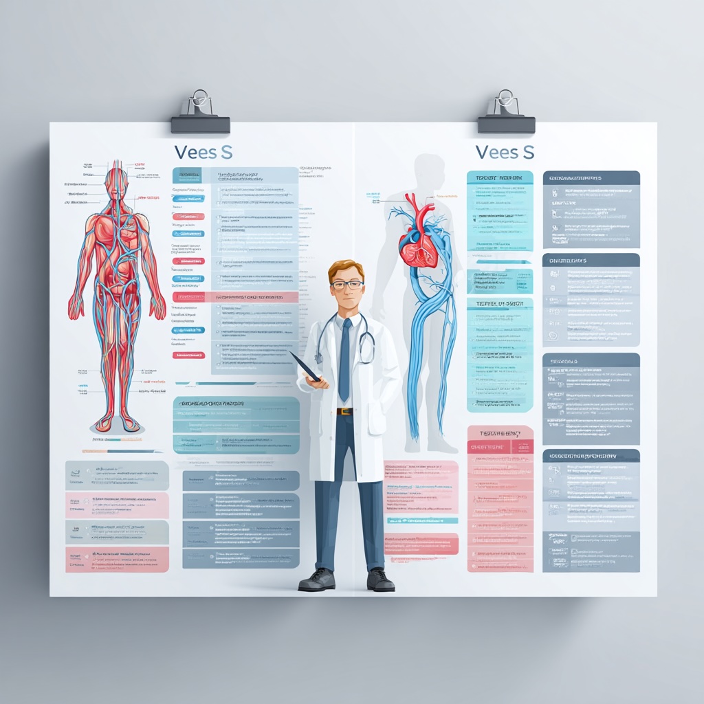 A professional medical infographic or table comparing the training and specialties of different vein experts. Clean, authoritative, and clinical.